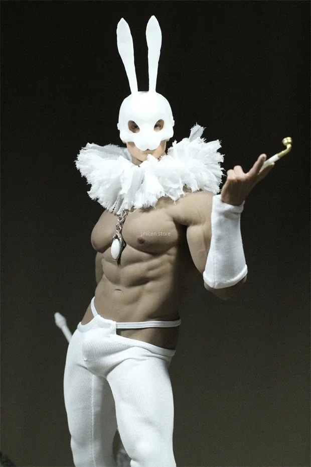 1/6 męski żołnierz Mr. zestaw ubrań z białego królika z maską szalik obcisłe spodnie ochraniacz na rękę Model dla lalek 12in Phicen M31 M32 M34