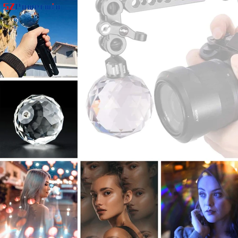 Szpowerwin写真プリズムフィルターdslrsrカメラレンズクリスタルガラスフォトスタジオ1/4ネジアダプターマウントぼかし分割画像