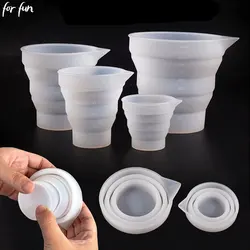 For Fun-taza medidora plegable de silicona con escala, tazas separadoras de grado alimenticio, herramientas de fabricación de joyas de resina epoxi para pasteles DIY, 50-500ML