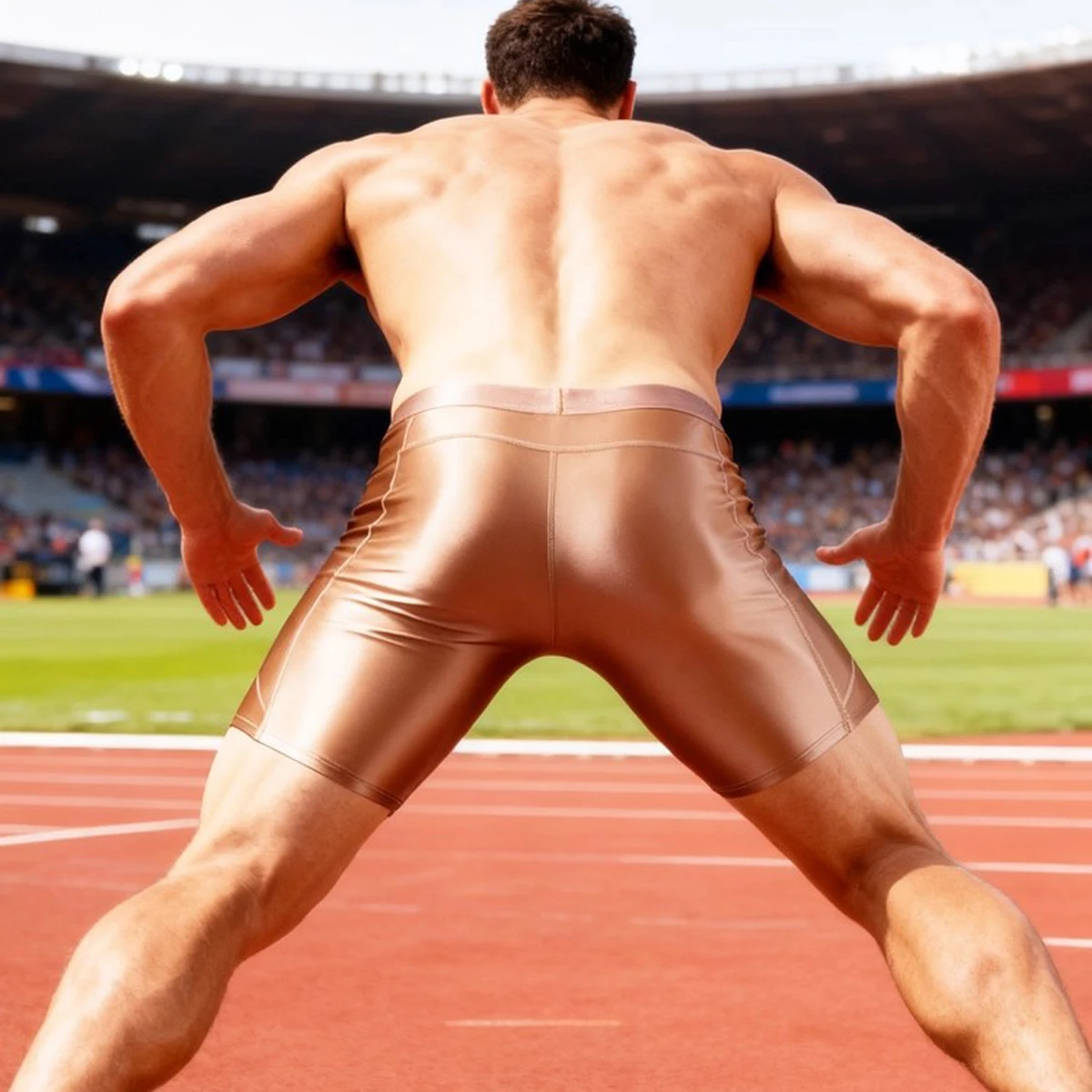 Men Oil Glitter Spandex Elastic Fitness Gymnastics Sport Pants Quickdry Breathable Comfort Tight Opaque Boxers Shorts Underpants