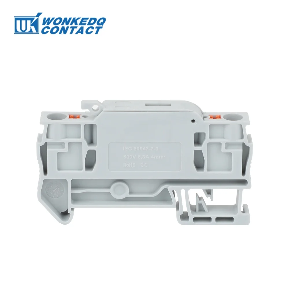 10Pcs Fuse Terminal Block PTC4-HESI Disconnect Lever Push-in Connector Din Mount With 5x20mm 0.5A-10A Fuse PTC 4-HESI