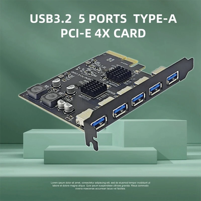 Tarjeta de expansión PCIE 4X a USB3.2, 5 puertos, adaptador de alta velocidad 10gbps, Chip AMS3142 solo para PC con ventana