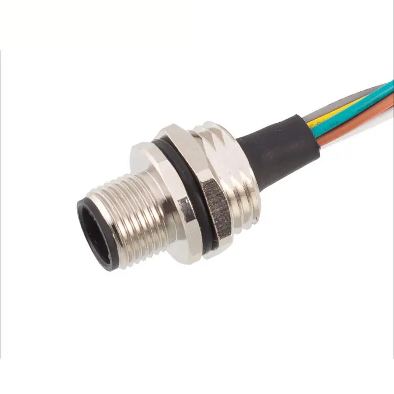 IP67 Cable Connector M12 Plug Metal 2 3 4 5 Pin Shielded Panel Mount Male Female Connectors Adapter Socket with 30cm Wire