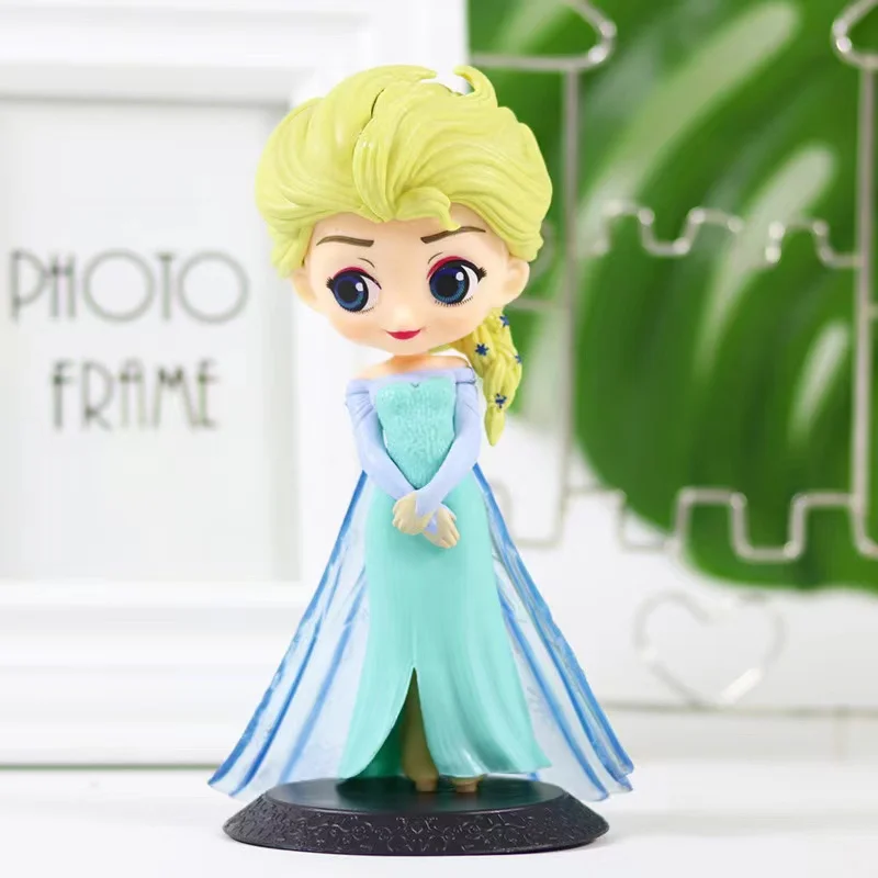 

Disney Anime Frozen blue clothes Elsa princess Doll cake desktop Decoration Pendant children birthday gift Handmade toy model