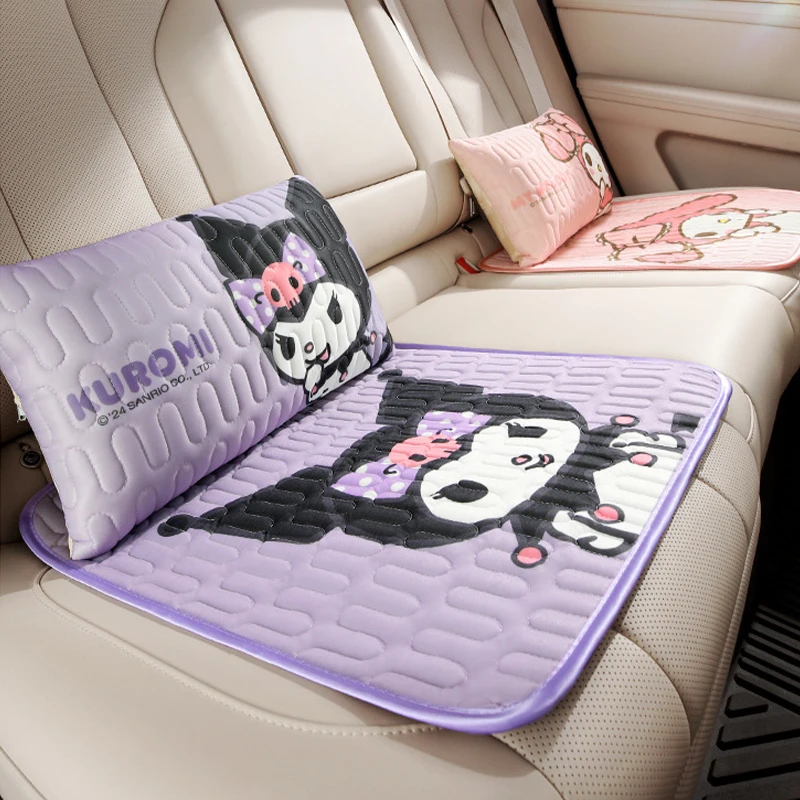 Sanrio Kawaii Hello Kitty Car Seat Cushions My Melody Cinnamoroll Anime Cartoon Summer Ventilated Breathable Latex Seat Cushions