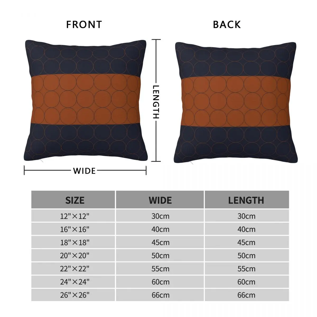 Navy And Rust Circles IV Square Pillowcase Polyester Linen Velvet Pattern Zip Decorative Pillow Case Car Cushion Case