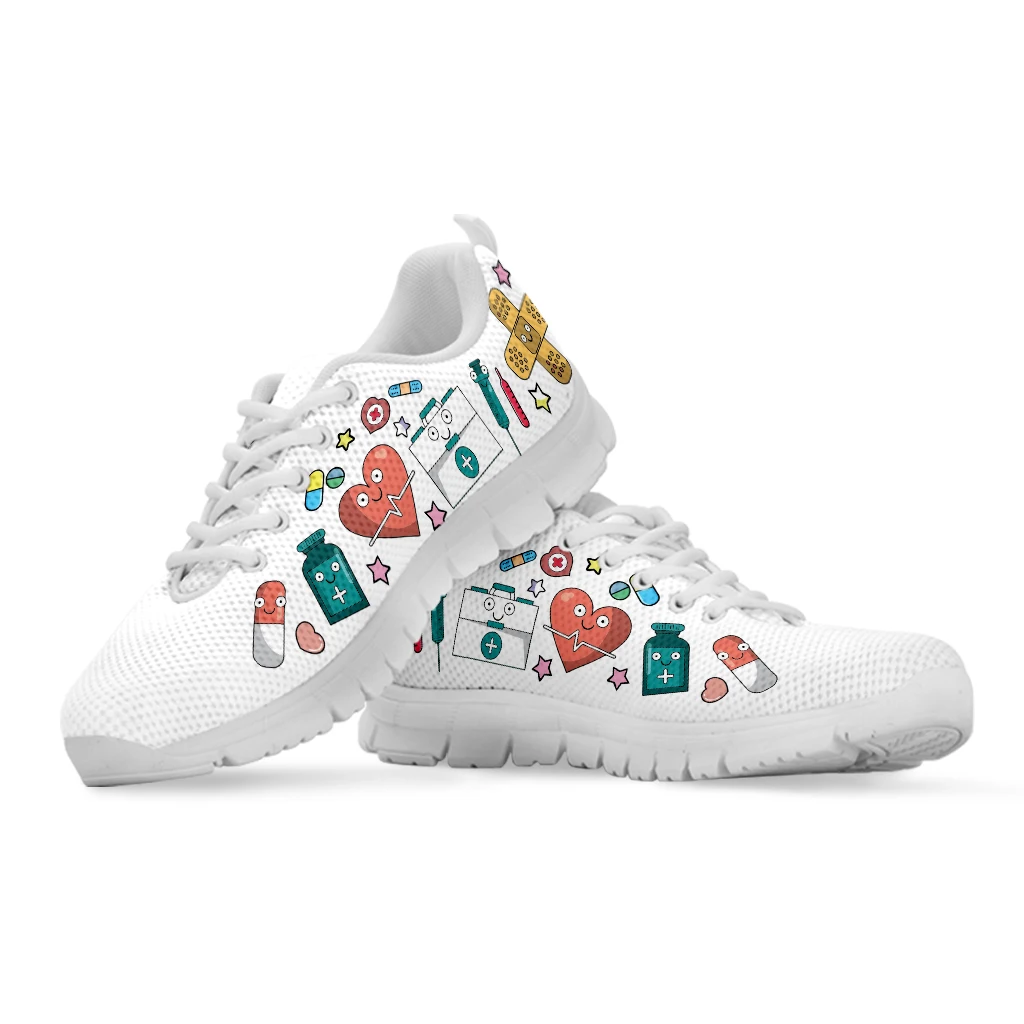 Kawaii Hospital Cartoon Nurse Girls Pattern Sneakers Shoes for Ladies Breathable Lace up Sneakers Comfort Zapatillas de Mujer