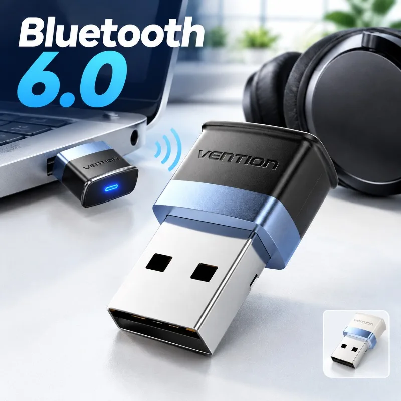 USB Bluetooth-compatible Adapter 2-in-1 Wireless Receiver Transmitter Plug and Play for Desktop PC Laptop Wireless Headphones