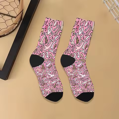 Funny art abstract Dick Colorful prints fashion casual outdoor sports short tube socks accessories Men perfect gift