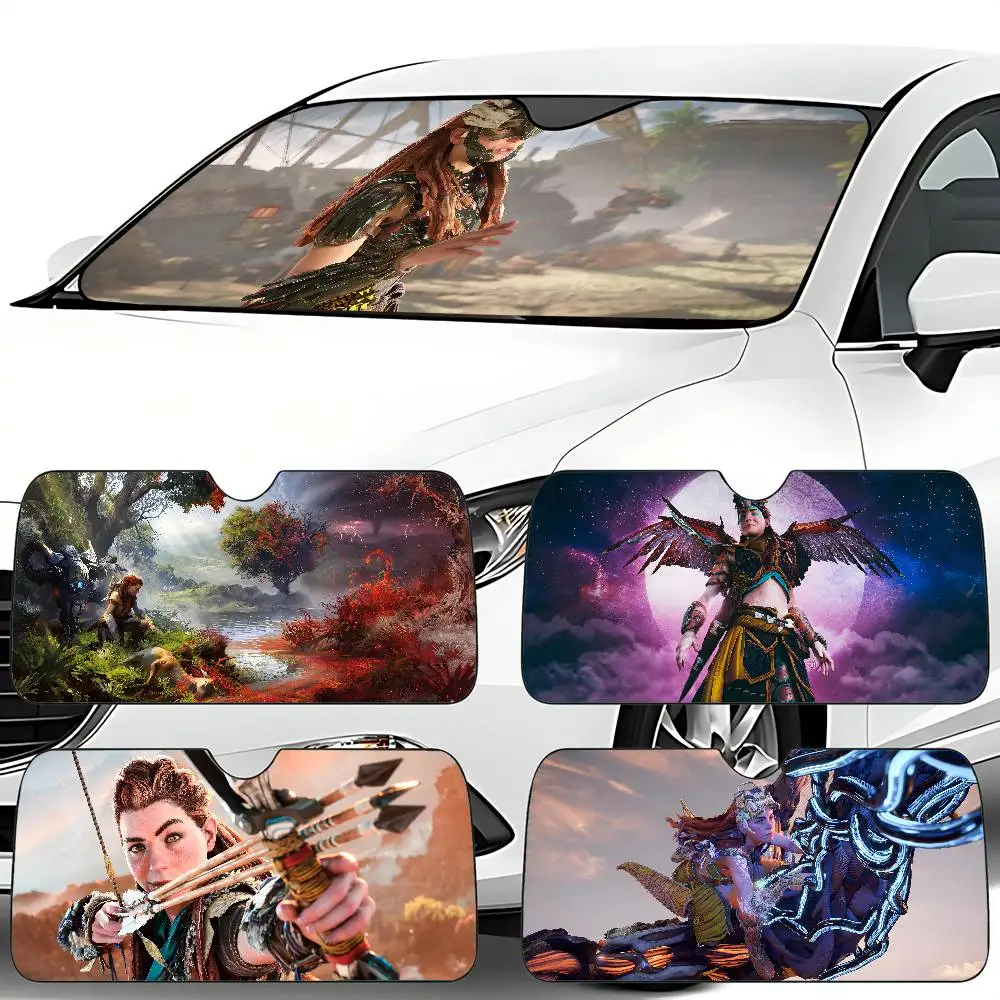 H-Horizon Forbidden West Car Sunshade 130x70 سنتيمتر سيارة ظلة غطاء الزجاج الأمامي UV حماية السيارات قناع اكسسوارات للسيارات #1