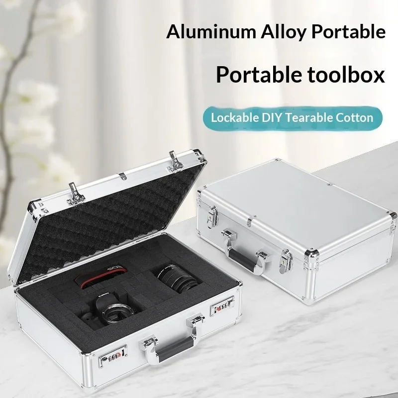 Aluminum Alloy Password Lock Tool Case Portable Safe Box With Sponge Lining S/M/L 3 Size