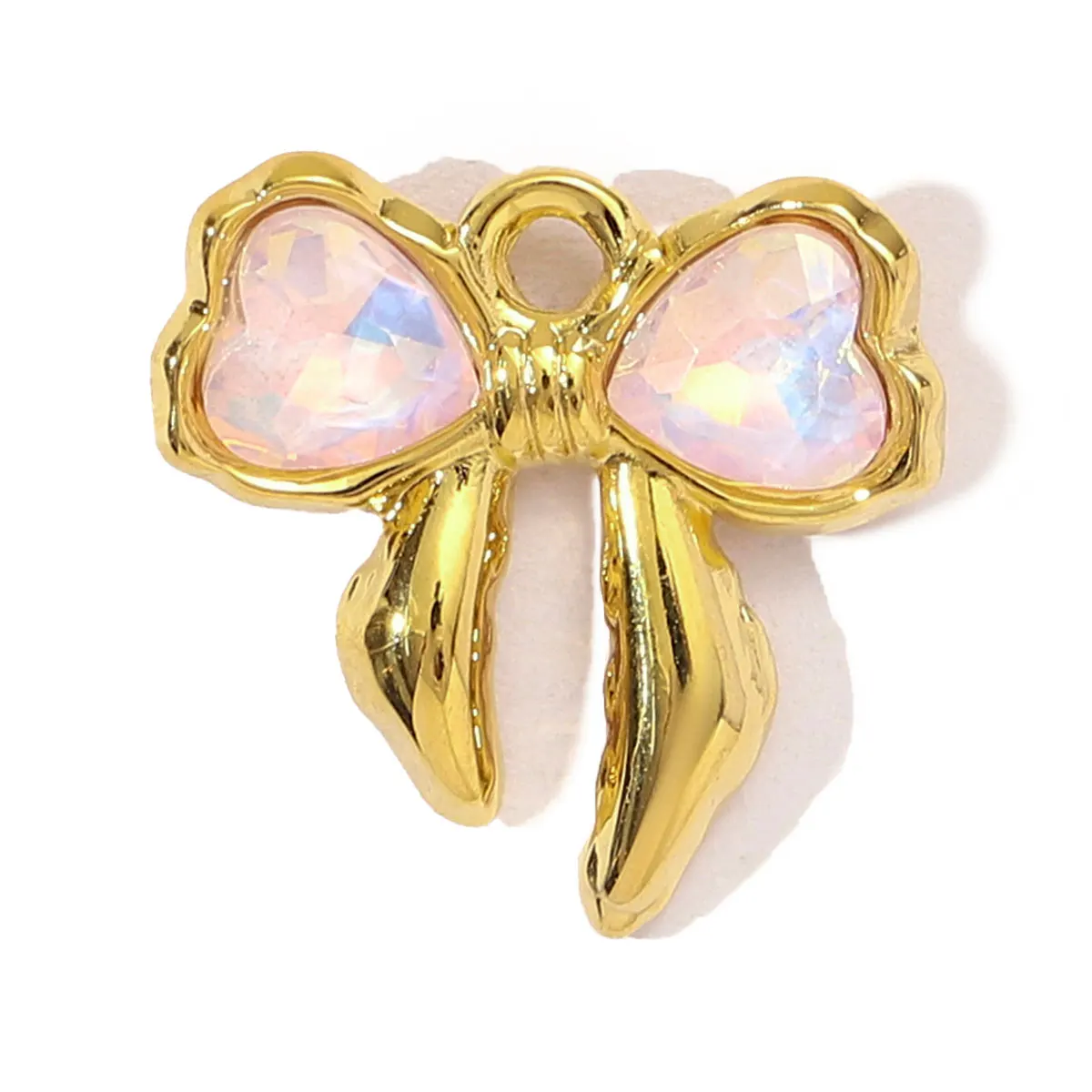 3 قطعة/الوحدة الفولاذ المقاوم للصدأ Bowknot القلب المعلقات القمر سحر الزجاج حجر DIY بها بنفسك صنع المجوهرات قلادة القرط الإكسسوار