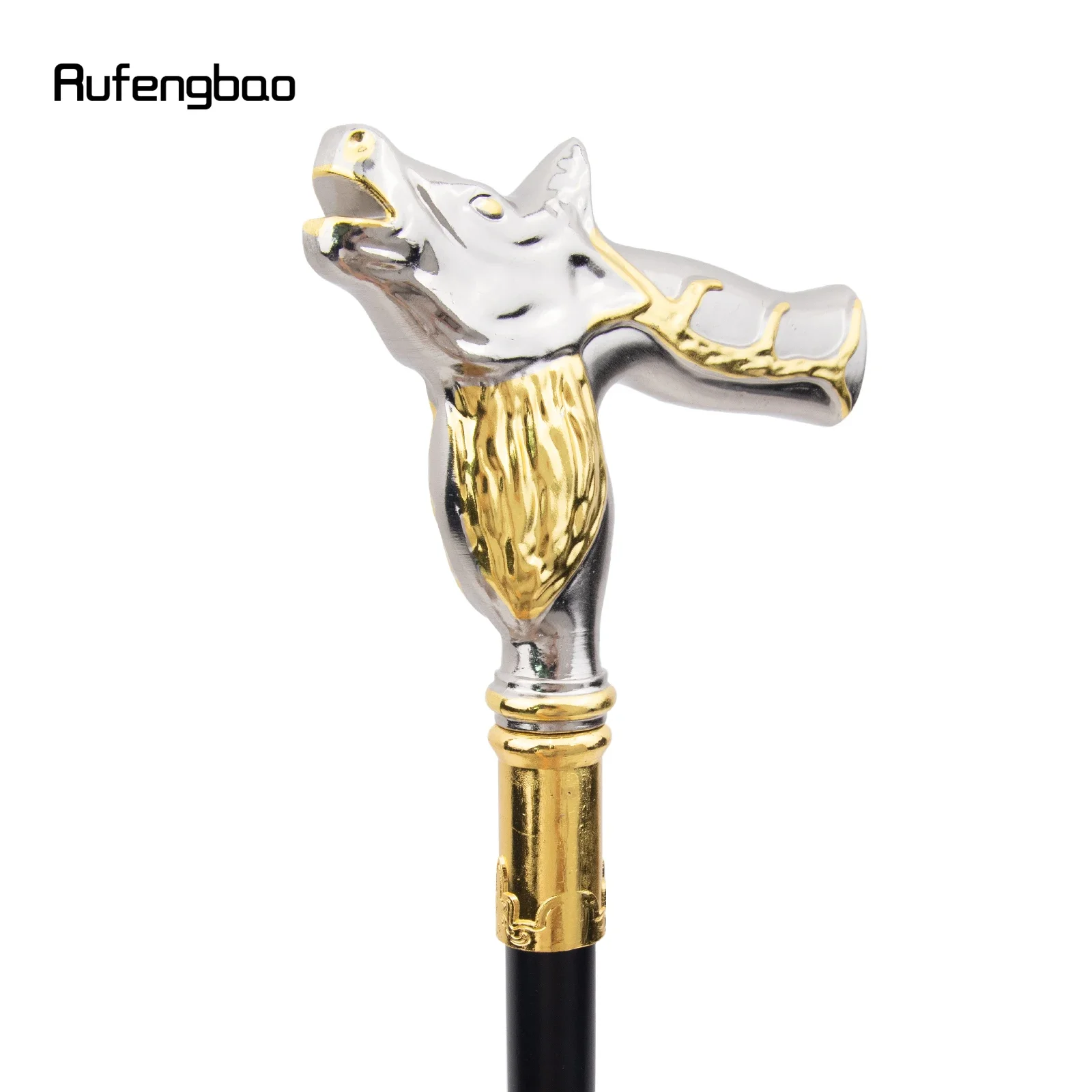 Golden White Deer Walking Cane Fashion Decorative Walking Stick Gentleman Elegant Cosplay Cane Knob Crosier 92cm