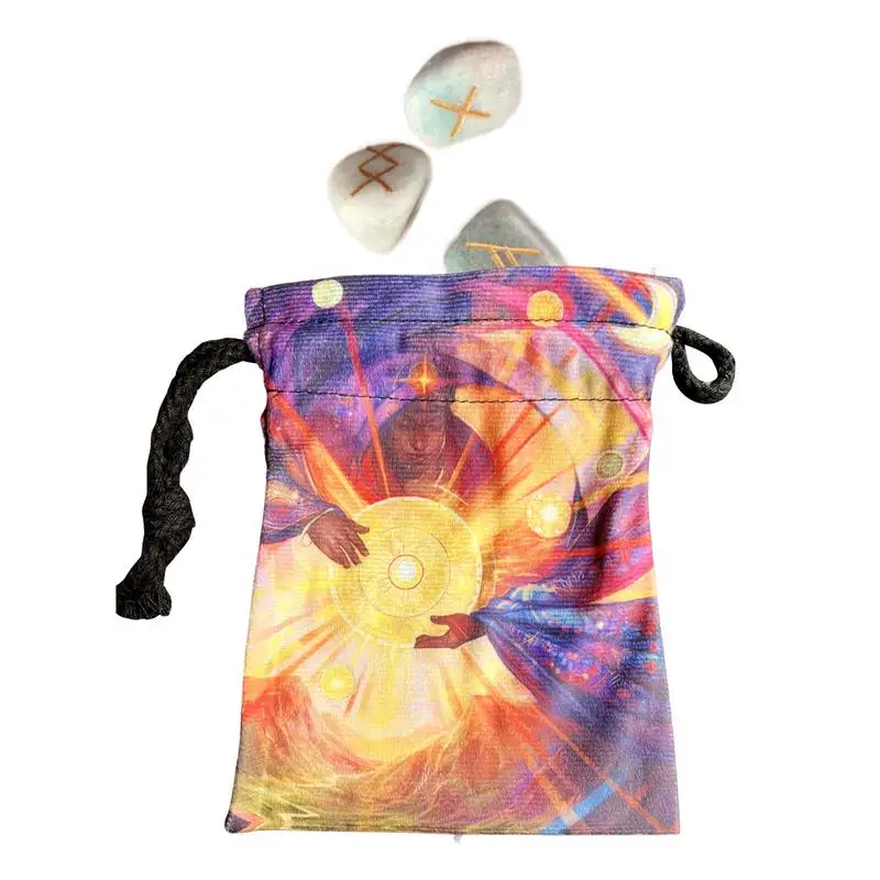 Tarot Bags And Pouches Tarot Card Velvet Storage Bag Drawstring Tarot Dice Bag Sun God Pattern 13x18cm Hand Gift Bags For Tarot