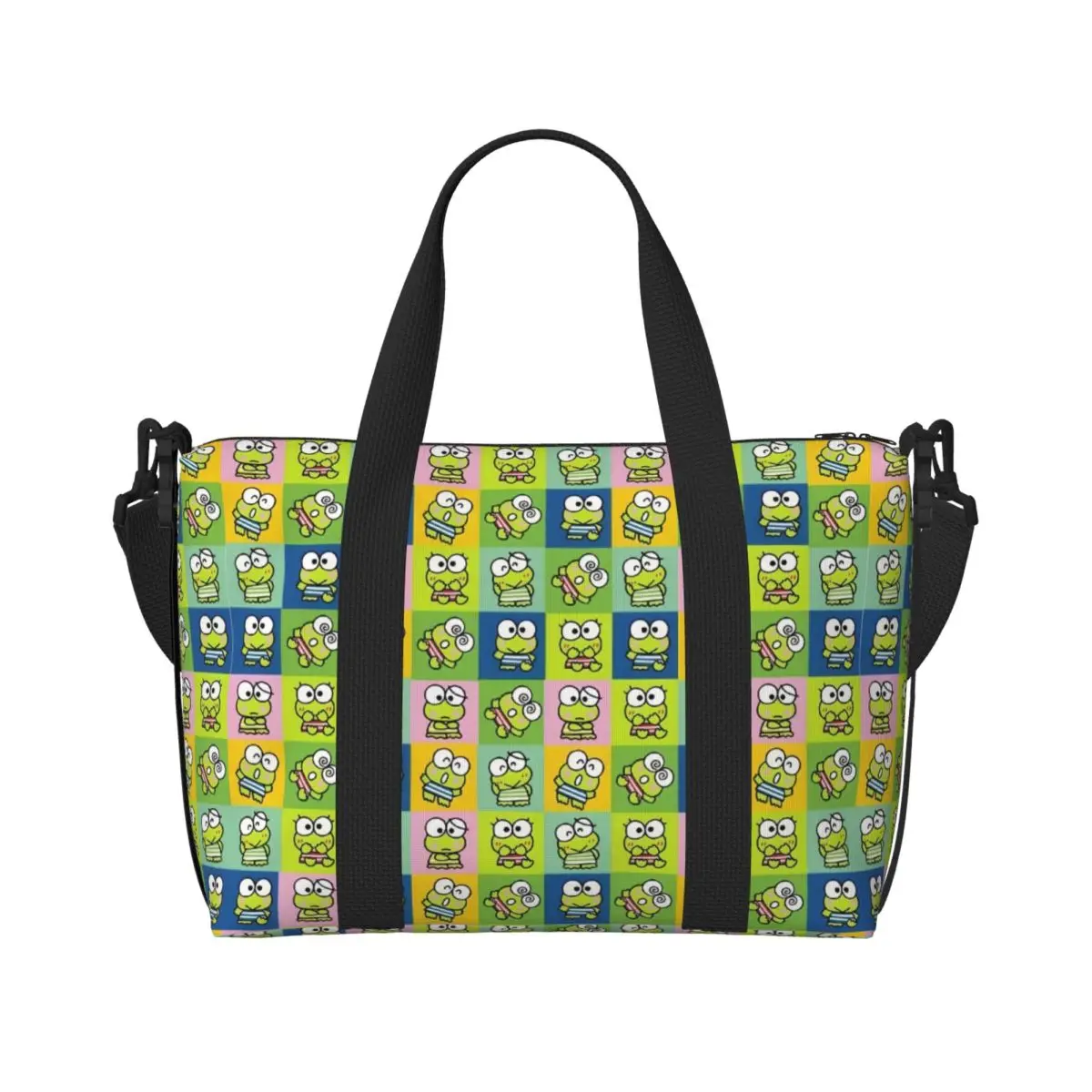 

Пользовательские мультфильмы Kero Kero Keroppi Sanrio аниме продуктовые сумки-тоут для покупок женские большие вместительные пляжные дорожные сумки для спортзала