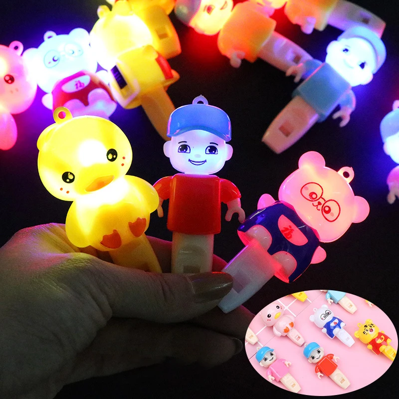 3Pcs Cartoon Glowing Animal Whistle LED Electronic Cute Flash Whistle Toy Children's Toys Boys Girls Holiday Party Birthday Gift