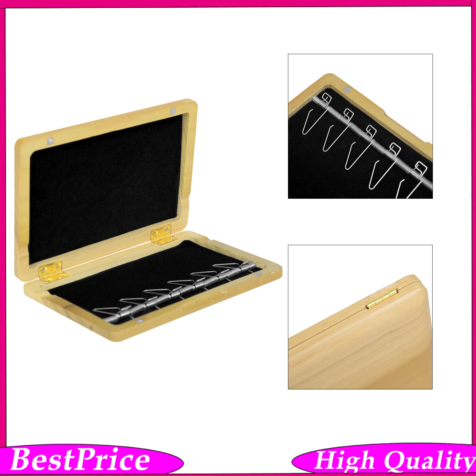 Walnut Bassoon Reed Case with Hook Portable 6-Reed Storage Flip-Top Design Secure Holder Compact Protective for Musicians