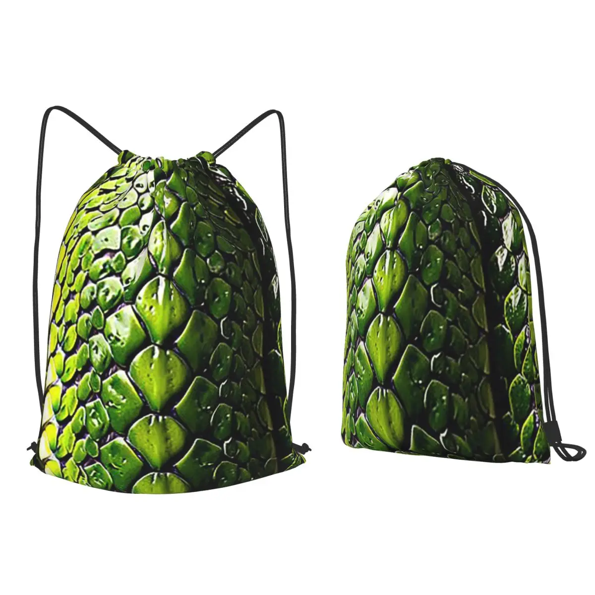 Snake Skin Green Snake Serpent Animal Print Viper Fashion Backpacks Fashion Drawstring Bundle Book Bags for Travel School