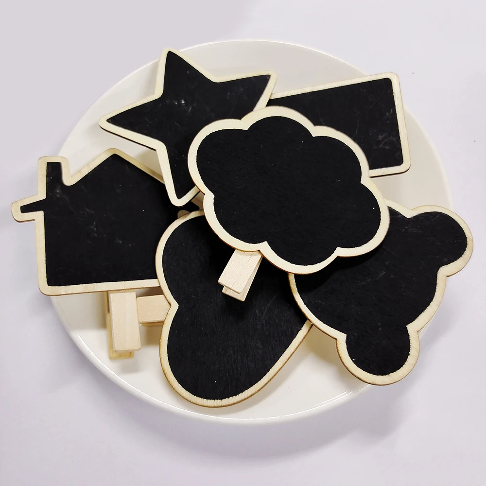 Mini Blackboard Clips Wooden Message Board Rectangle Writing Board Clip Panel Card Memos Label Brand Price Place Number Table