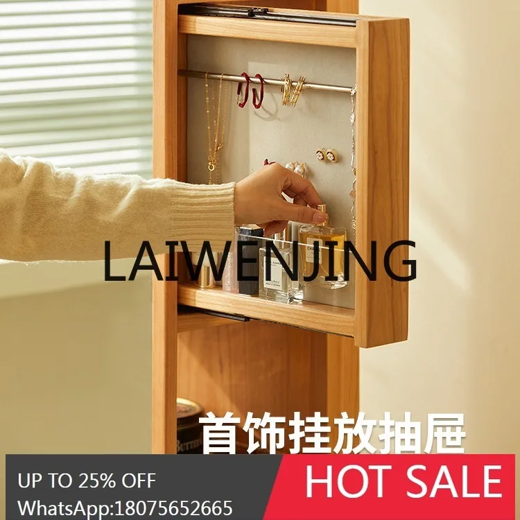 Cherrywood Rotating Dressing Mirror Home Living Room Full Body Floor Magazine Mirror Bookshelf Storage Corner Cabinet