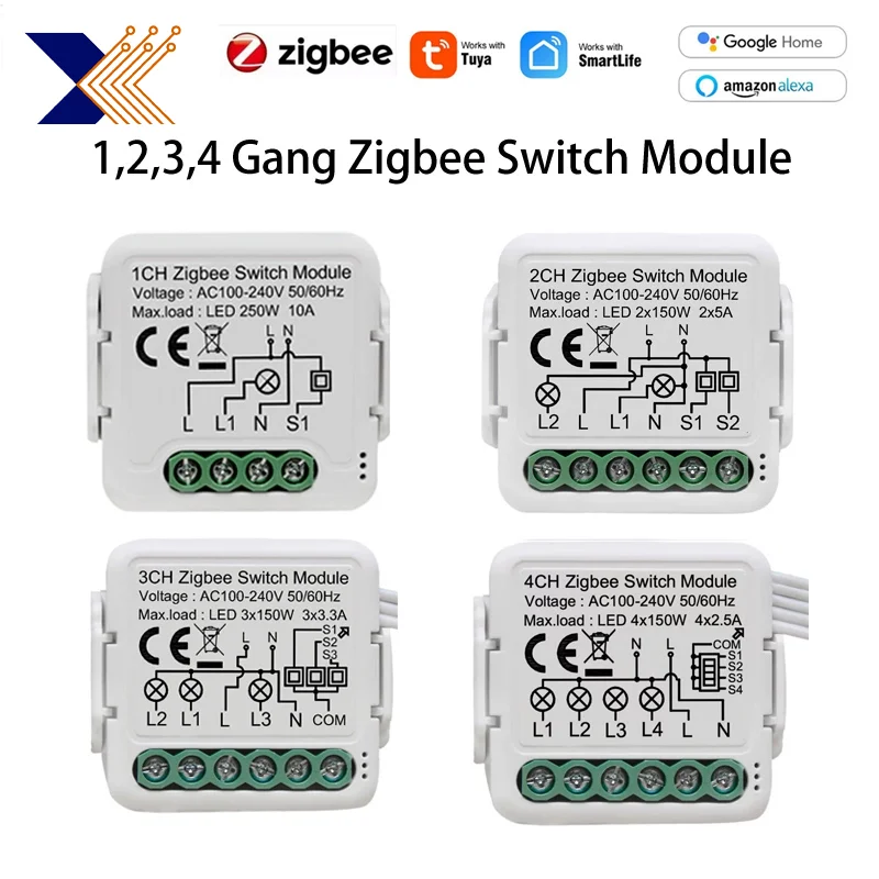 Tuya Zigbee on/off switch 1/2/3/4 way MINI dual control concealed switch modification intelligent life APP