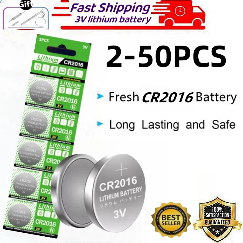 

2-50pcs CR2016 3V Lithium Battery Button Batteries LM2016 BR2016 DL2016 Cell Coin for Watch Electronic Calculators boton