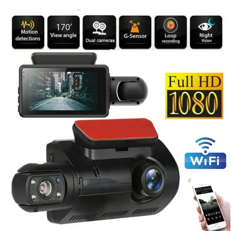 Dashcam Dual Camera 1080P Inside Front Camera 2 Lens Recorder Car DVR Recorders Dash Cam with WIFI Dash Camera Cars Camcorder