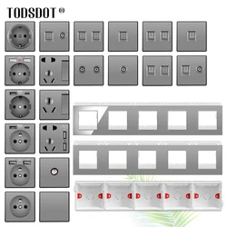 5フレームdiy conjoin壁ソケットrj45猫6 | tel | ケーブルcatv衛星テレビ、中国のプラグオン/オフグレーチャイルドパネル430*86mm