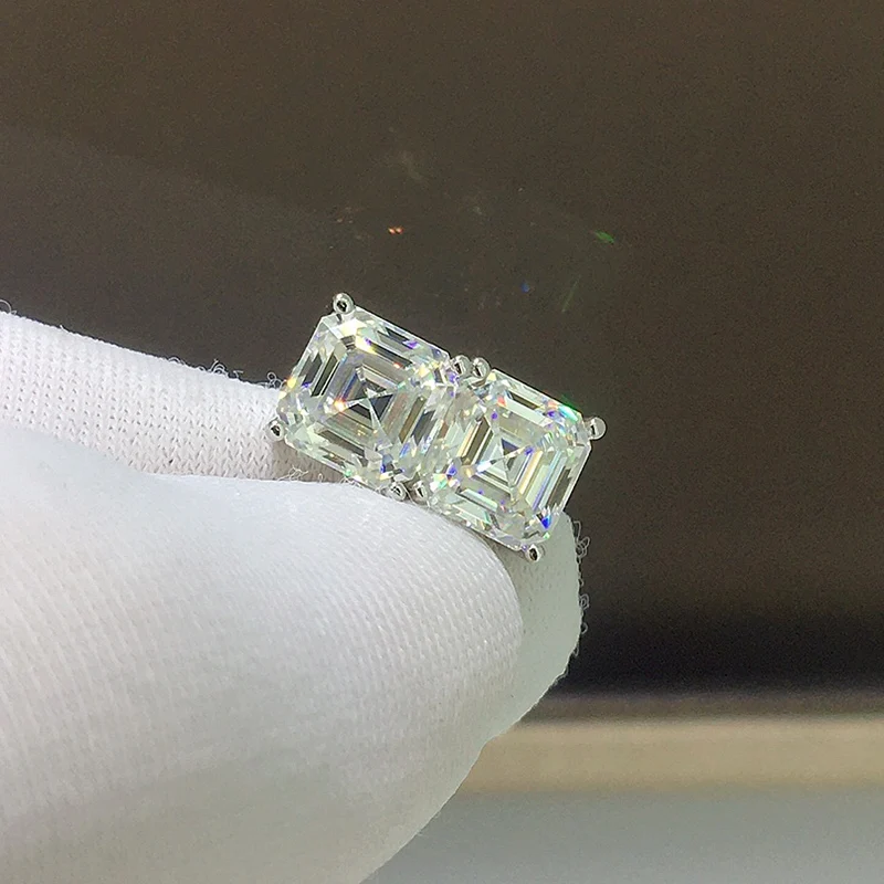 Luomansi 1 + 1 D orecchini quadrati Moissanite con certificato 100% - S925 argento donna gioielleria raffinata regalo di nozze