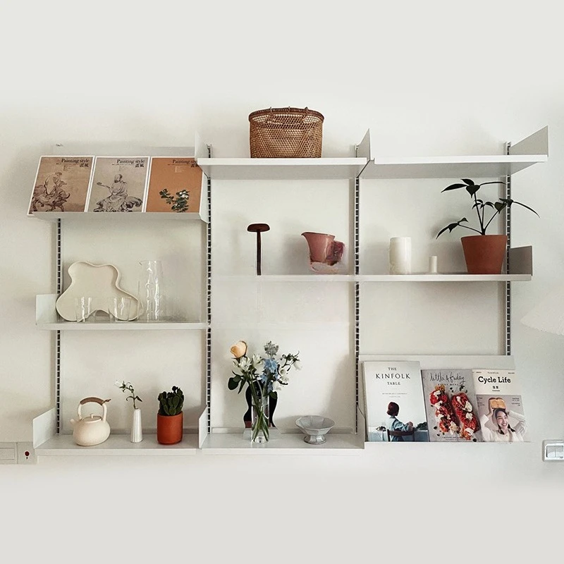 Wall bookshelf baffle shelf track invisible bookshelf wall mounted movable storage shelf suspension bookshelf