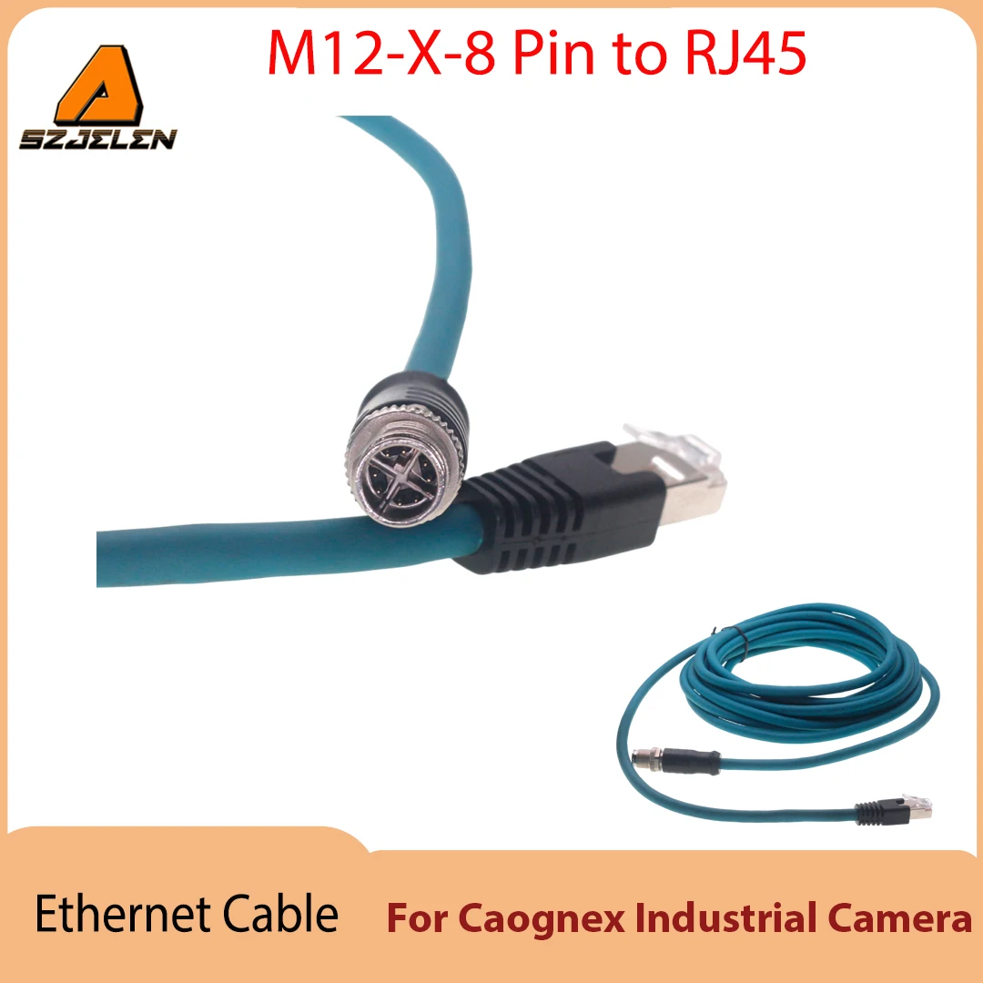 

New M12-X-8 Pin to RJ45 Connector Cable IP67 24 AWG Industrial Ethernet Cable Type X for Cognex Cable Signal Transmission Line