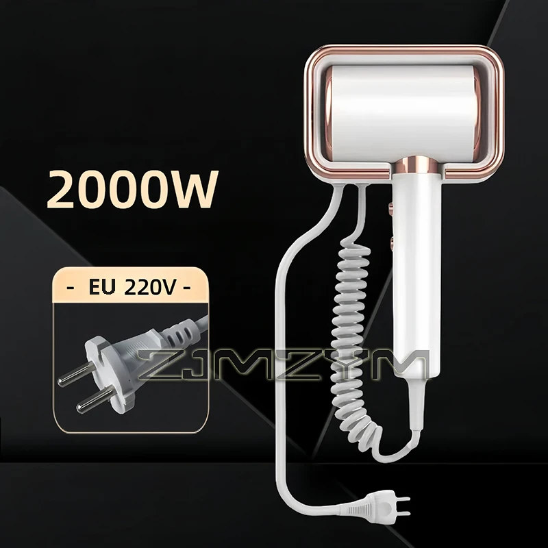 Bez dziurkowania naścienna suszarka do włosów 2000W szybkie suszenie o dużej mocy Hotel łazienka jonów ujemnych pielęgnacja włosów suszarka do włosów