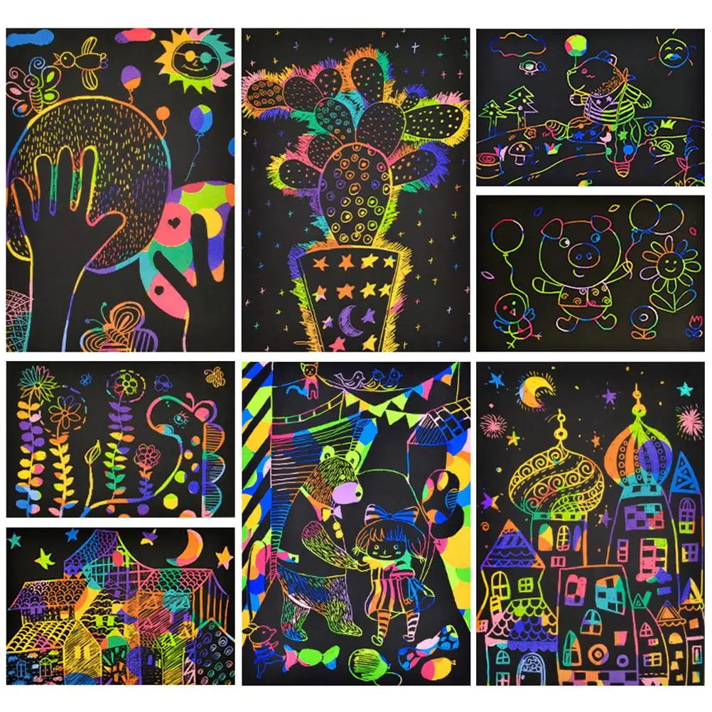 Colorful Scratch Sheet Easy  Lightweight  Scratch Paper Set Environment Friendly for Festival Decoration