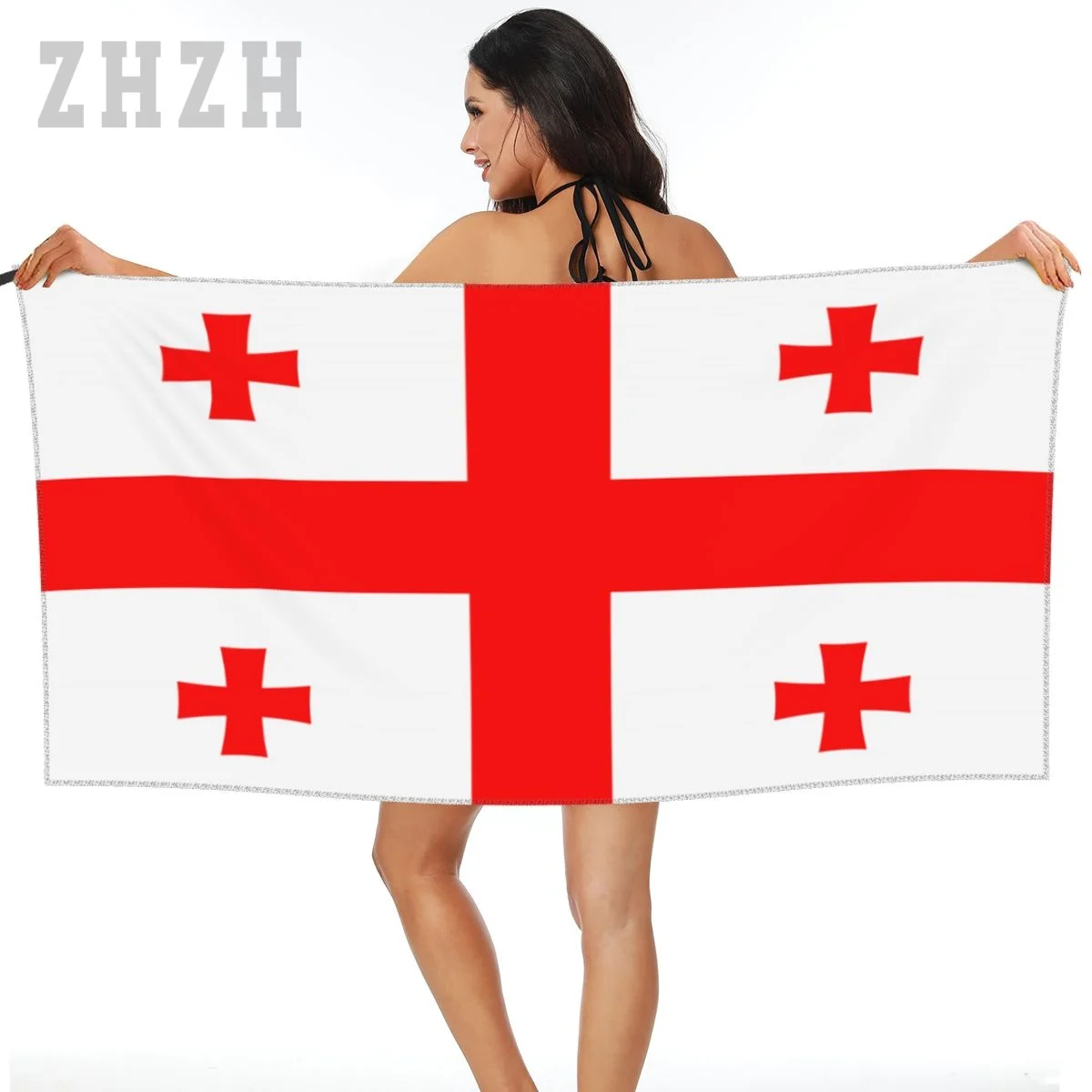 More Design Georgia Flag Emblem Bath Towel Quick dry Microfiber Absorbing Soft Water Breathable Beach Swimming Bathroom