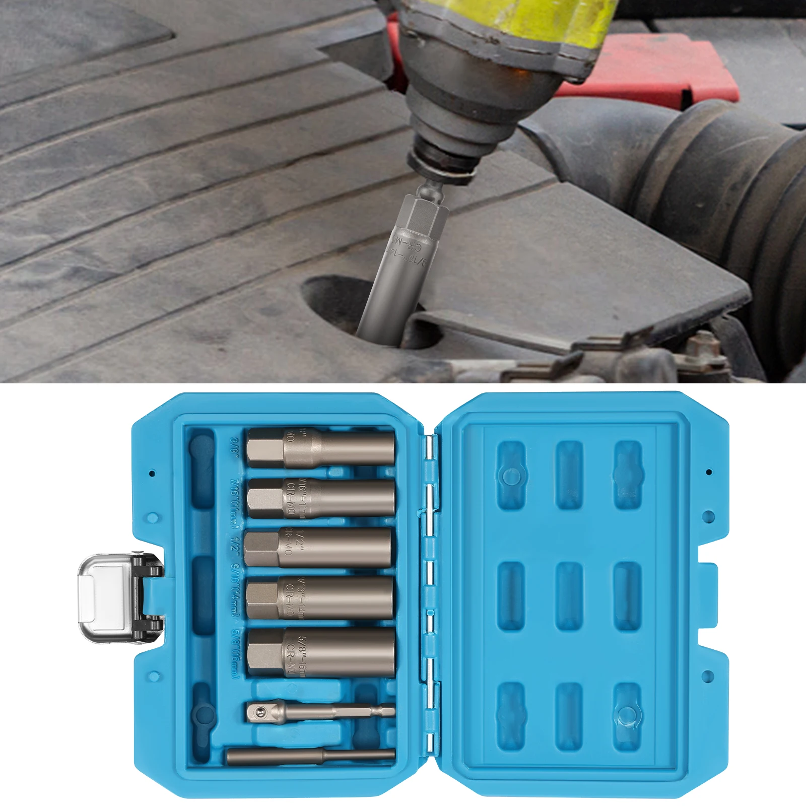 

7 шт., комплект экстрактора болтов из легированной стали, удлиненная длина, инструмент для снятия гаек, набор торцевых ключей, экономящий трудозатраты, эргономичный для автомобиля