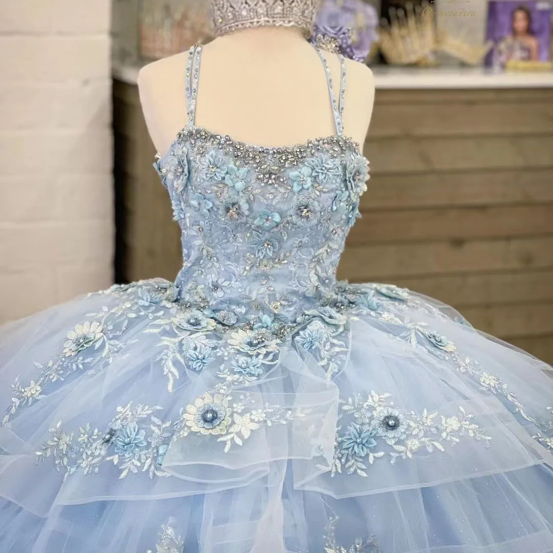 Blauw En Paars Jurken Voor Sweet Girl Kralen Lovertjes Mouwloze Tule Prinses Baljurk Vestidos De 15 Años