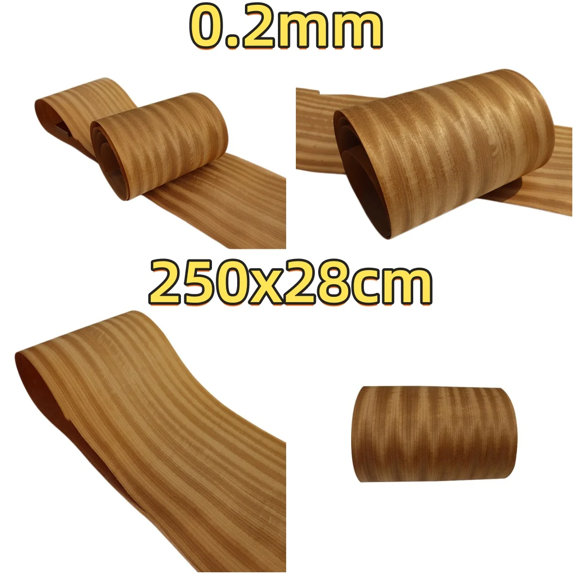 

Natural Burmese Gold Teak Figured Veneer, 0.2mm, 250x28cm, For 3D Model Surface Decoration & Gift Box.