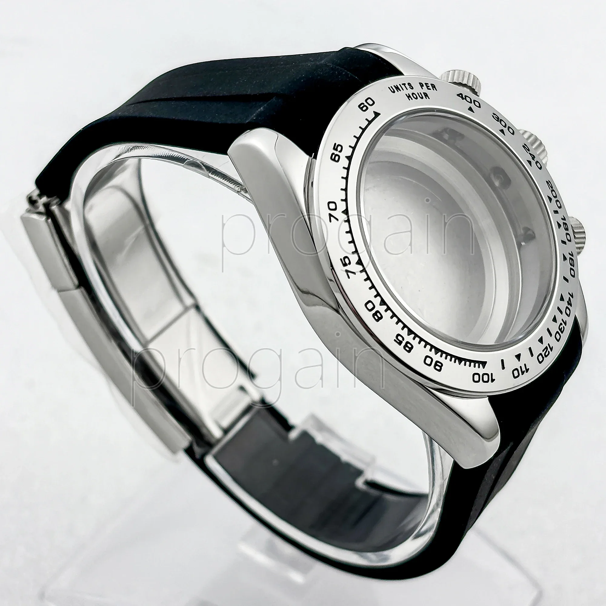 High Quality Chronograph Watchcase Rubber Strap Sapphire Glass fit VK63 automatic Movement Watch accessories Replacement parts