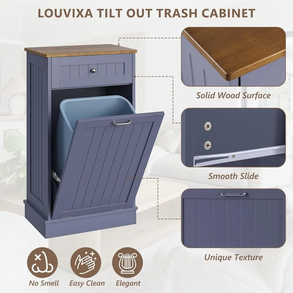 Устойчивый к собакам шкаф для мусорного бака с наклоном для кухонного острова — серо-синий, держатель для мусорного бака, альтернатива корзину для белья