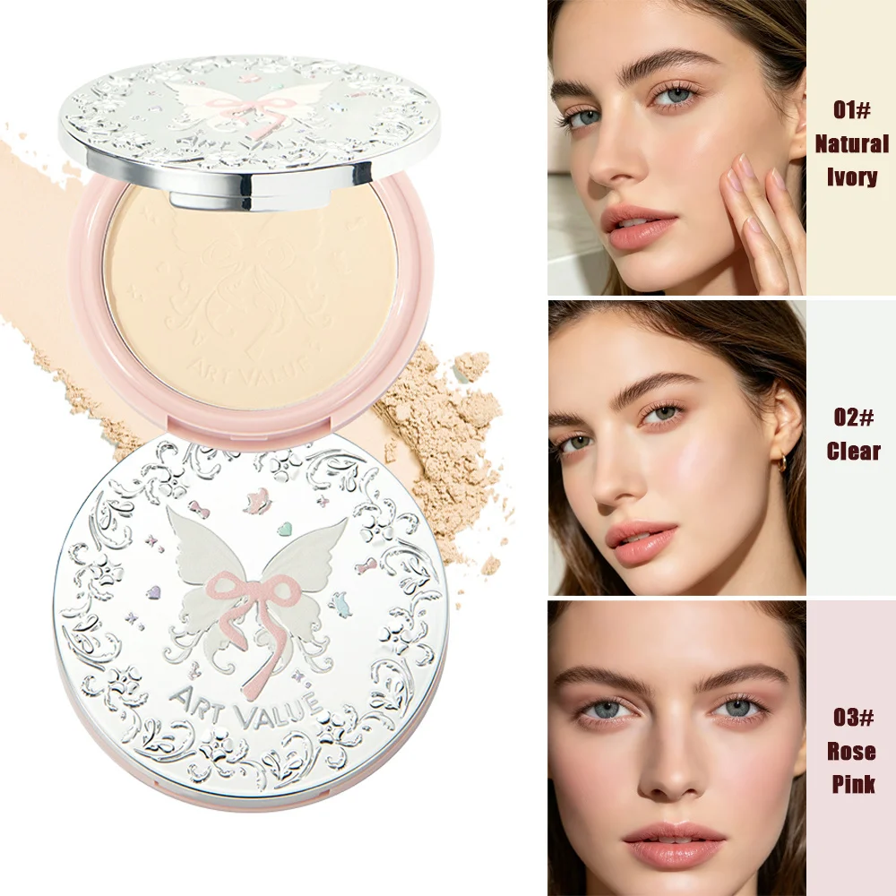 Soft Focus Matte Finish Compact Powder, Silky Lightweight Sweatproof Waterproof Long Lasting Oil Control Face Powder with Mirror