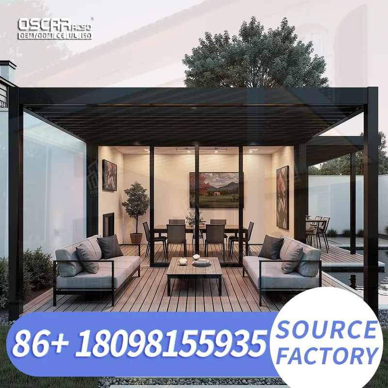 Australian Standard Aluminum Sliding Stacking Double Glazed Cavity Glass Door for Exterior Balcony Garden pergola