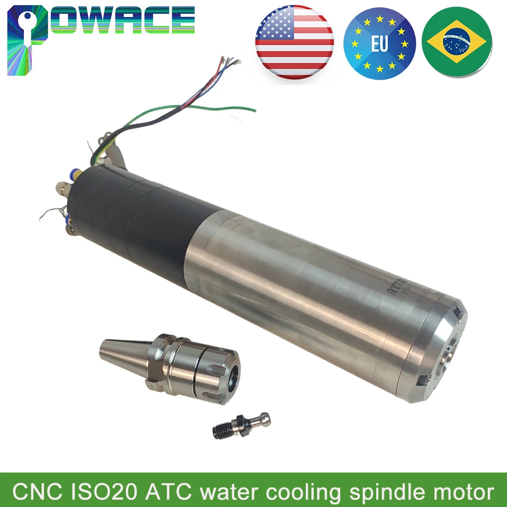 

CNC 1.8KW 220V ISO20 Automatic tool change ATC Spindle Motor Water Cooling Cooled For Metal Wood Router