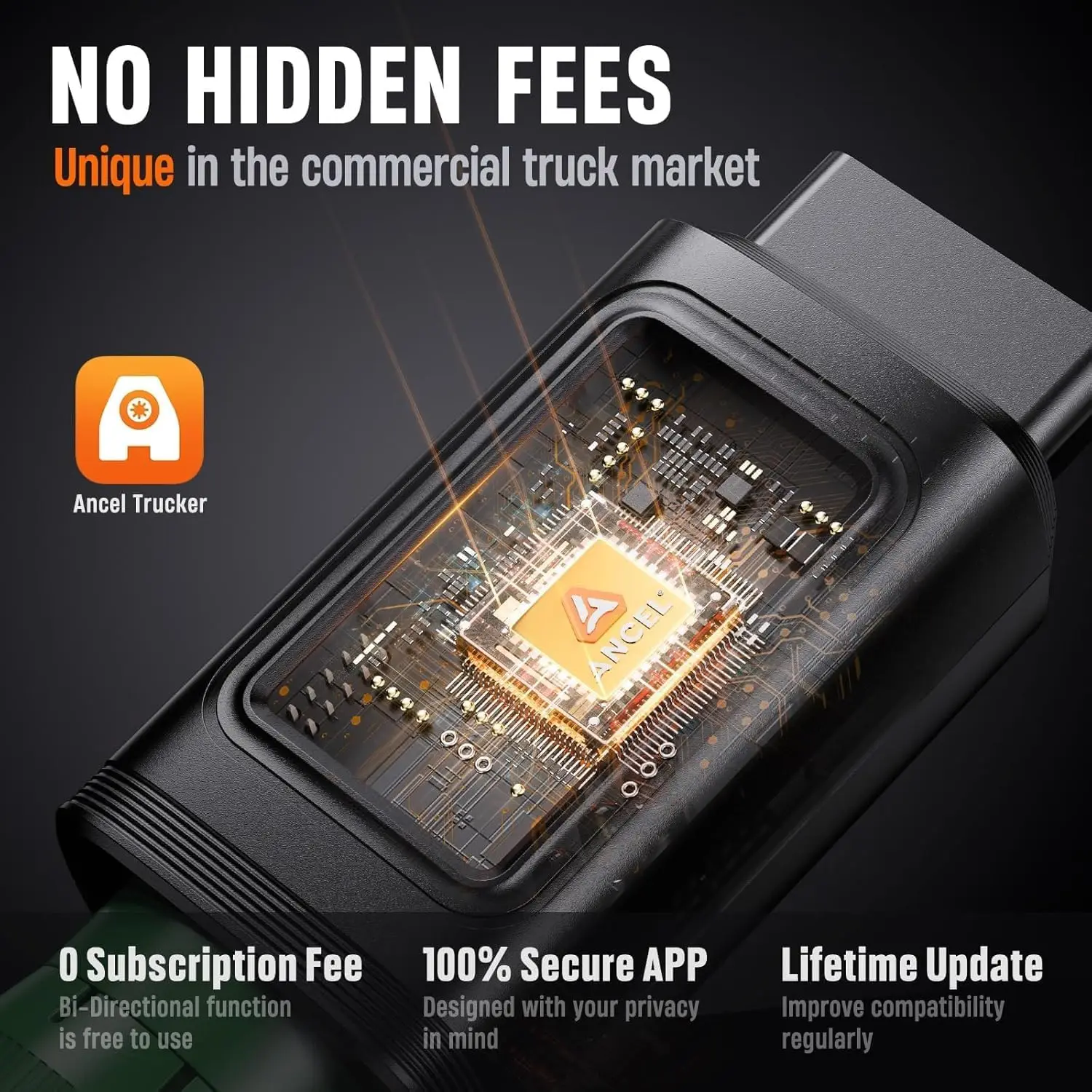 ANCEL HD100 Skaner do pojazdów ciężarowych z funkcją resetowania DPF i wymuszonym regenerowaniem, skaner diagnostyczny do wszystkich systemów, do silników diesla Cummins Detroit