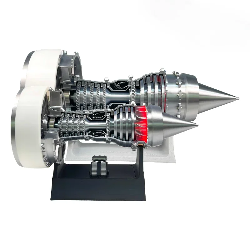 Trent900 Engine Model Toys Turbine Blades Silver-white Handmade Exquisite Aircraft Engine Movable Electric Model Ornaments Toys