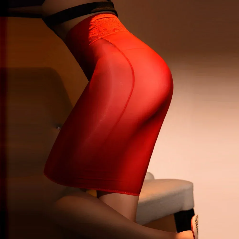 女性のセクシーな透明オイルシニーミニスカートショートボディコンイブニングパーティークラブウェアストレッチタイトスカートドレス女性服