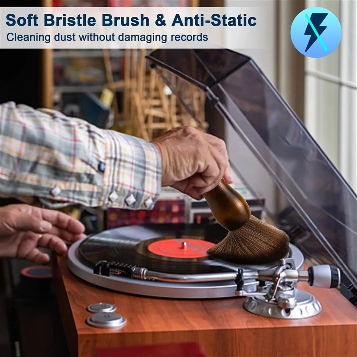 Efficient Vinyl Record Cleaning Brush Anti-Static Dust Record Cleaner