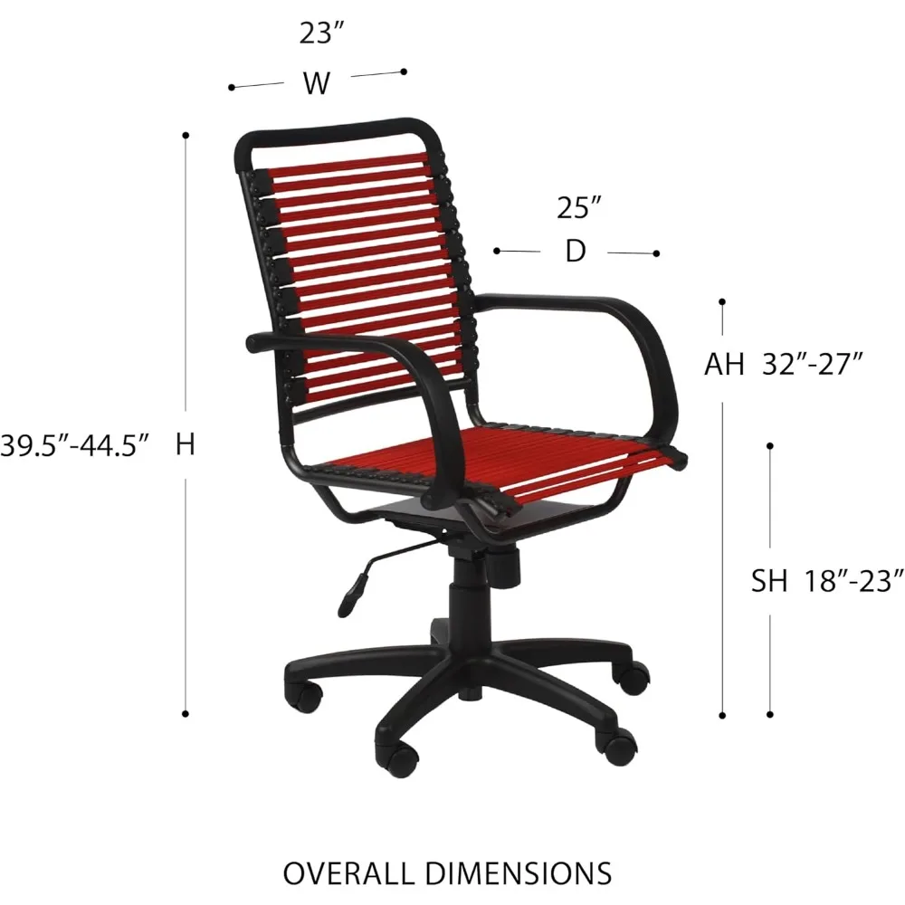 Red Euro-Style Flat High-Back Swivel Office Chair with Graphite Frame and Adjustable Tilt