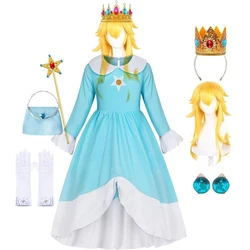 Rosalina Dress Girls Peach Costume Daisy Cosplay Children Birthday Party Carnival Fancy Outfit