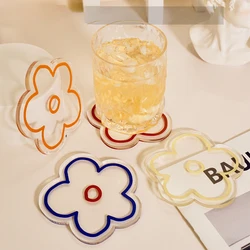 Acrylic Korean Style Flower Coaster Transparent Coaster Non-Slip Kitchen Accessories Mat Cup Bar Mug Cartoon Animal Drink Pads