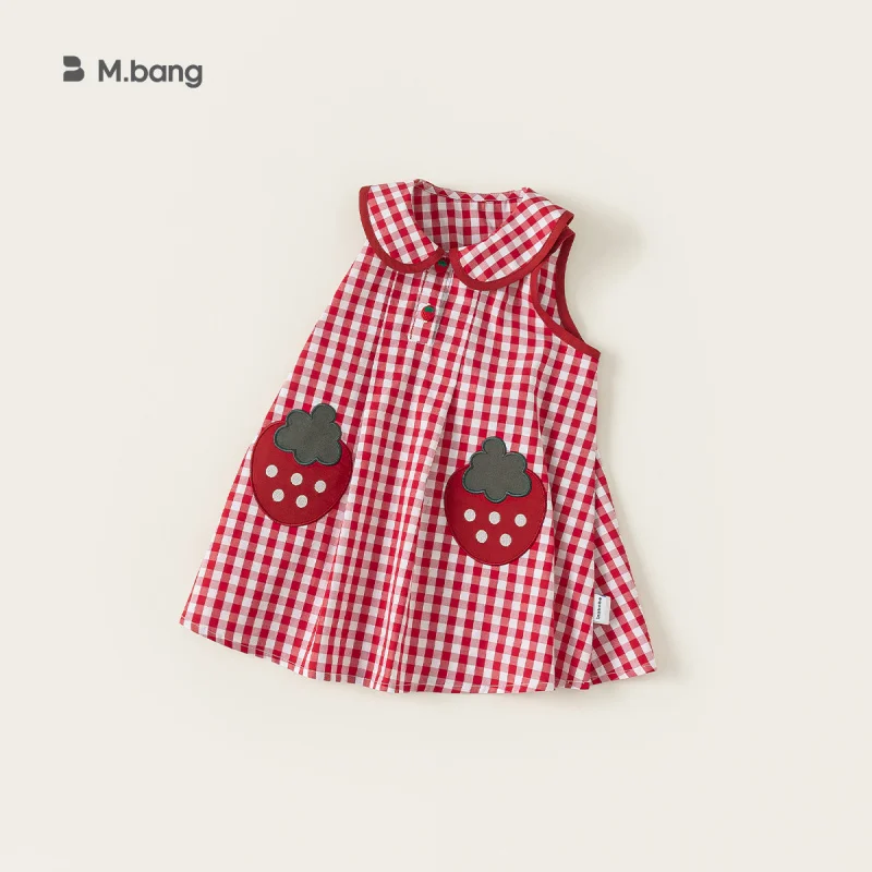 Youbao Children's Clothing Girls' Dress Summer New Sleeveless Baby Plaid Dress Strawberry Cute Toddler Dress Trendy